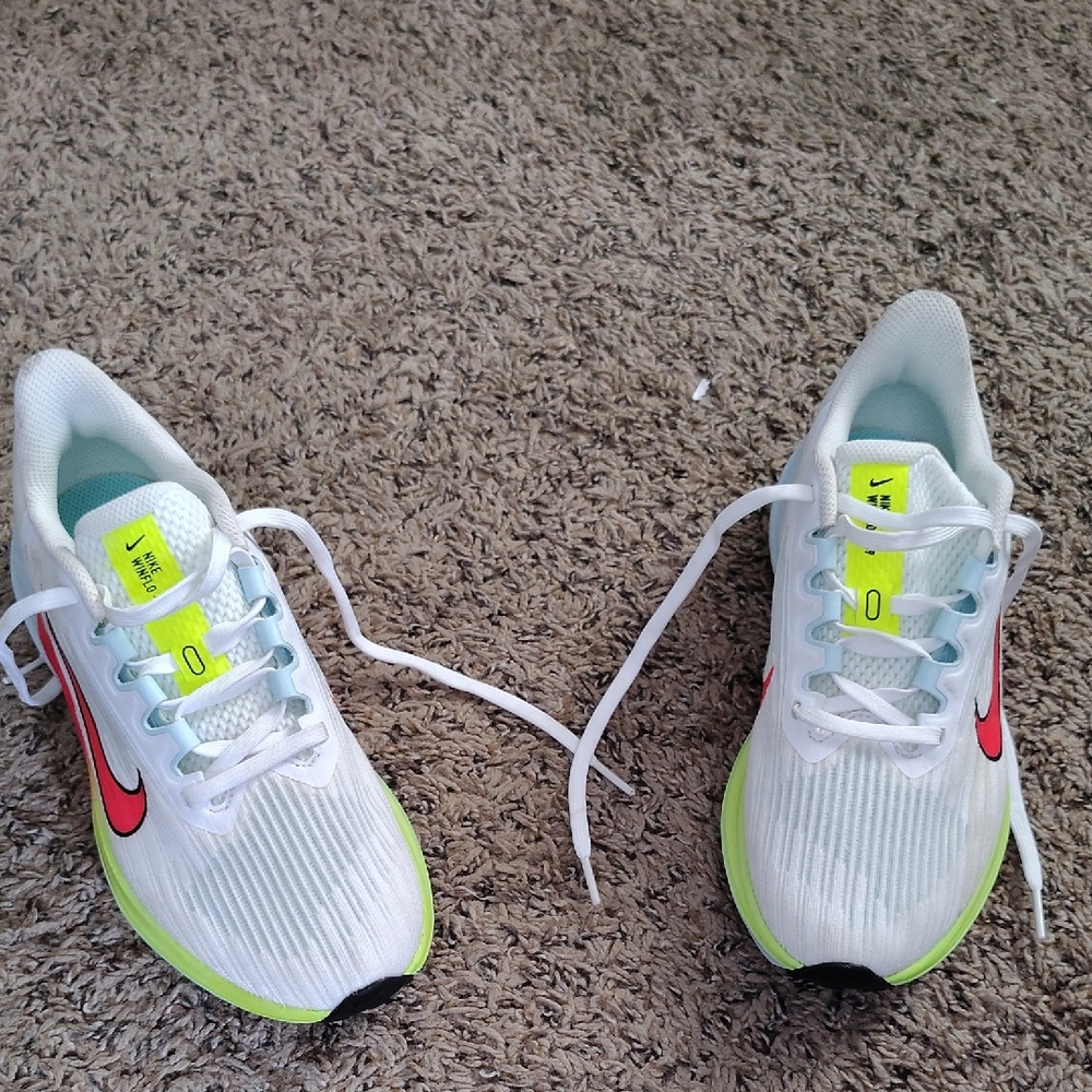 Nike Kids White and Neon Sneakers